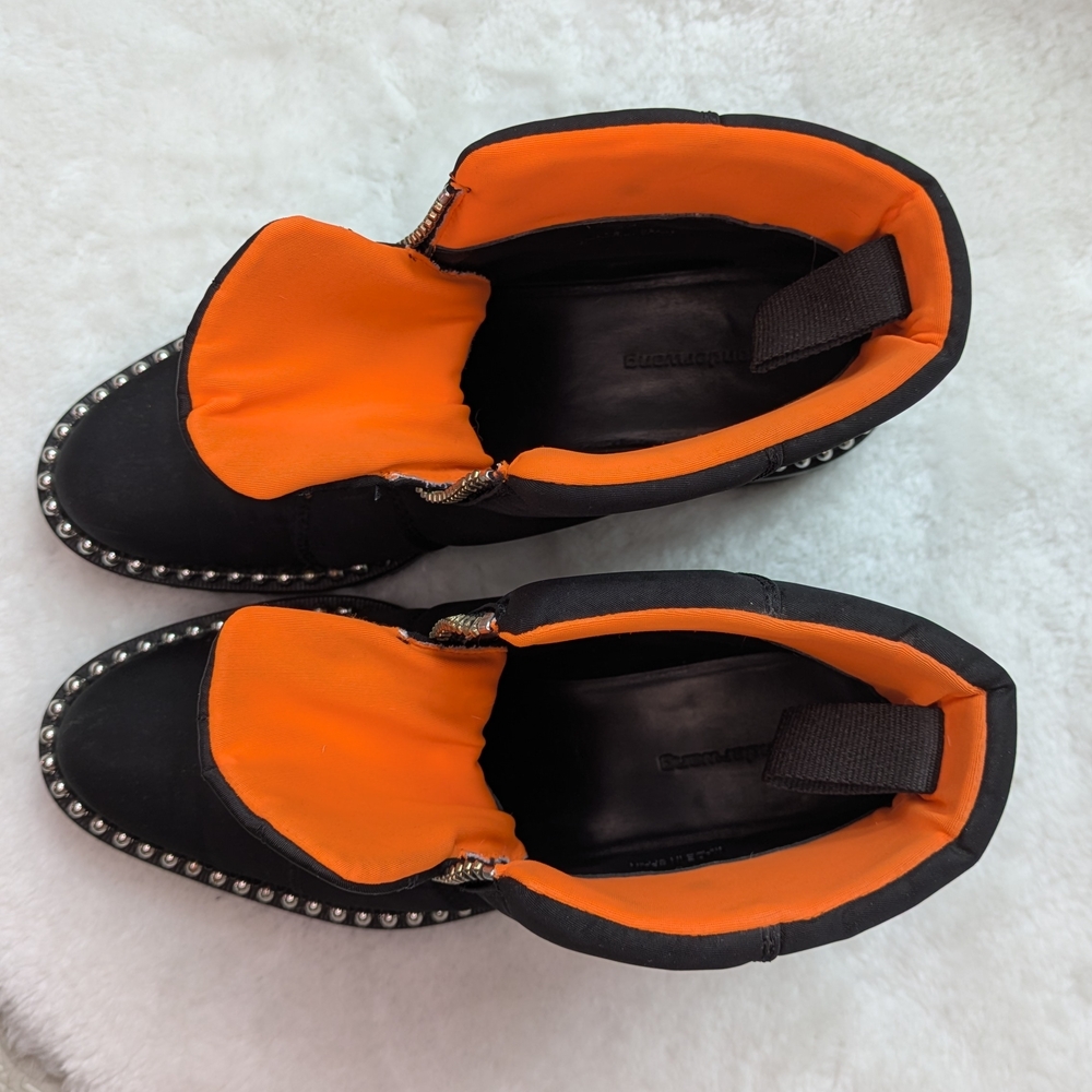 Alexander Wang Nylon Cooper Black And Orange Ankle Boots with Silver Studs - Picture 4 of 13